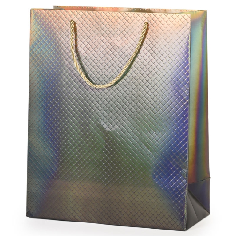 SHOPPER 26X12H32CM NATALE HOLO PRISMA ORO