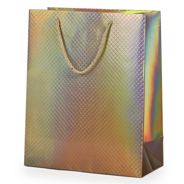 SHOPPER 26X12H32CM NATALE HOLO PRISMA ARGENTO