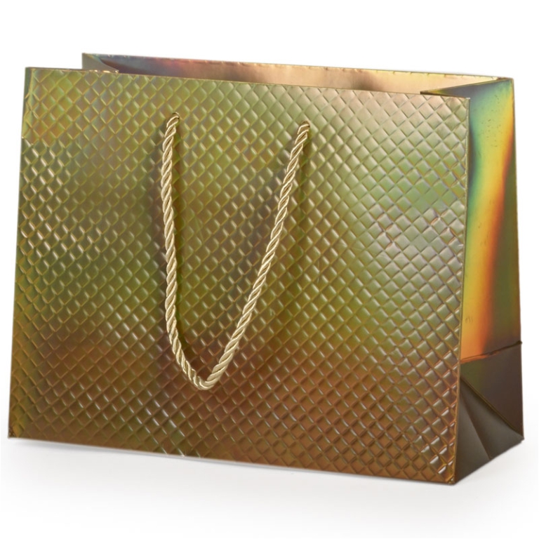 SHOPPER 23X10H18CM NATALE HOLO PRISMA ORO