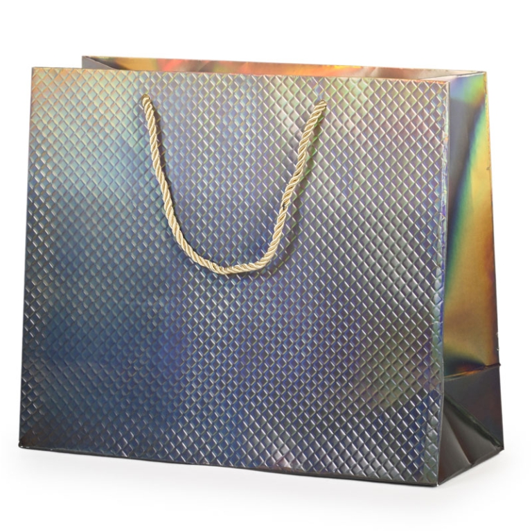 SHOPPER 23X10H18CM NATALE HOLO PRISMA ARGENTO