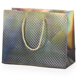 SHOPPER 31X12H26CM NATALE HOLO PRISMA ORO
