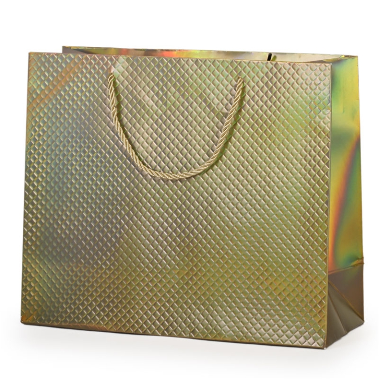 SHOPPER 31X12H26CM NATALE HOLO PRISMA ARGENTO