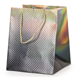 SHOPPER PANETTONE 20X20H25CM HOLO PRISMA ARGENTO