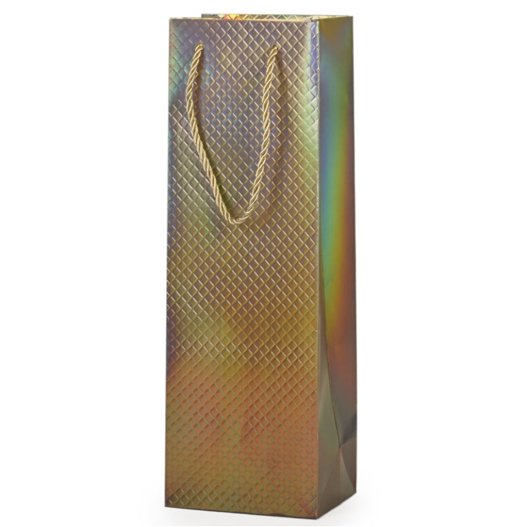 SHOPPER BOTTIGLIA 12X9H36CM HOLO PRISMA ORO