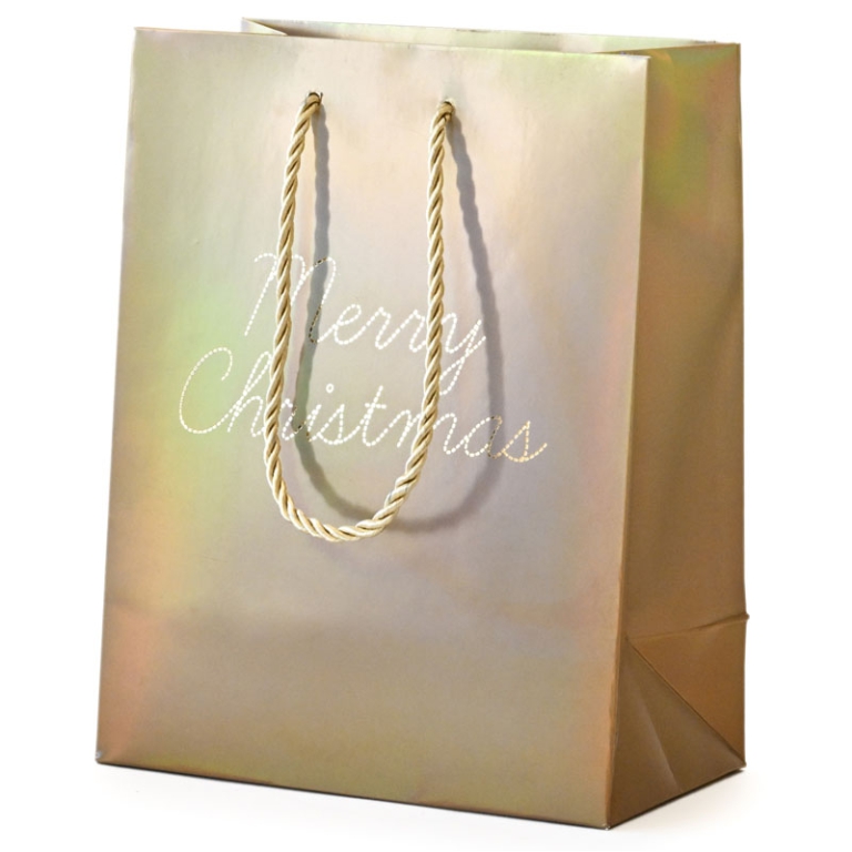 SHOPPER 18X10H23CM NATALE HOLO MERRY CHRISTMAS