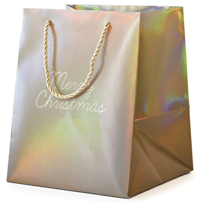 SHOPPER PANETTONE 20X20H25CM HOLO MERRY CHRISTMAS