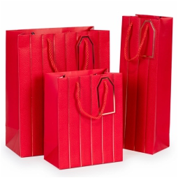SHOPPER BOTTIGLIA 12X9H36CM NATALE GOFFRATA ROSSA