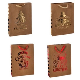 SHOPPER CARTA 33X10H46CM DECORI NATALIZI ASSORTITI