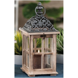LANTERNA LEGNO E METALLO 15X15H32CM ASSORTITA