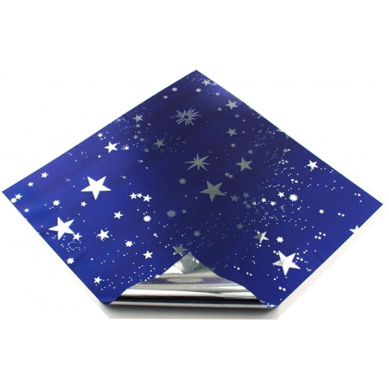 ROTOLO CIELO METALLIZZATO STELLA ARGENTO H70CM 1MT