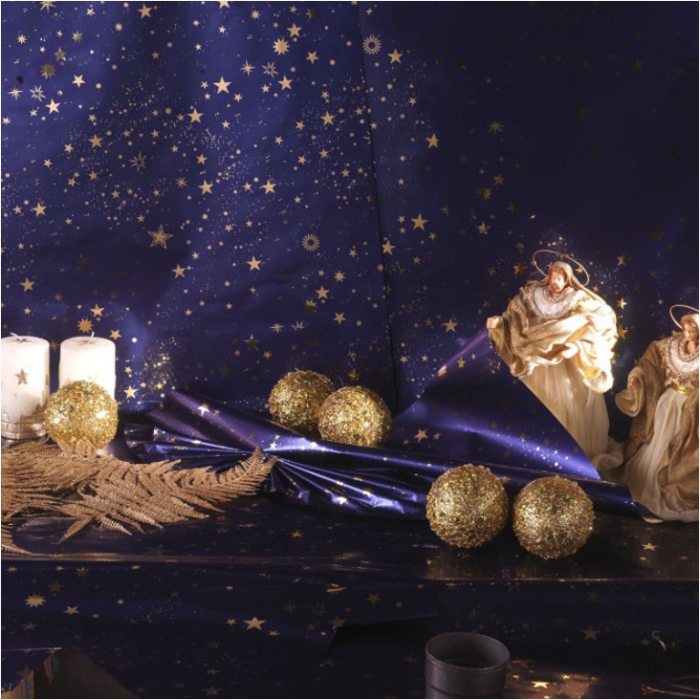 ROTOLO CIELO METALLIZZATO STELLA ARGENTO H70CM 1MT 3