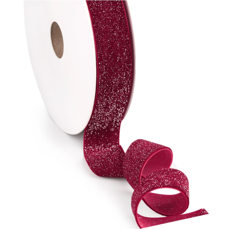 NASTRO 25MMX10MT VELLUTO ROSSO GLITTER
