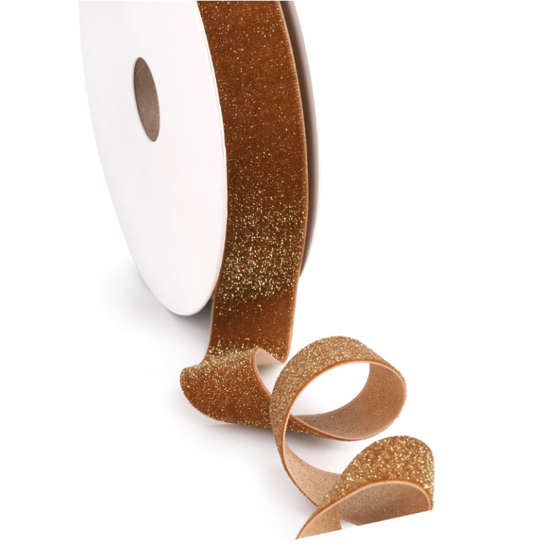 NASTRO 25MMX10MT VELLUTO RAME GLITTER