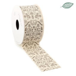 NASTRO TESSUTO 50MMX8MT COTONE PANNA DECORO RENNE
