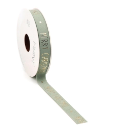 NASTRO VELLUTO 15MMX5MT SALVIA MERRY XMAS ORO