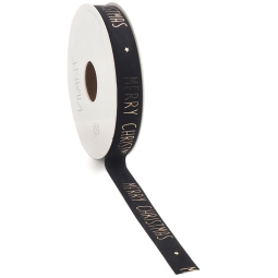 NASTRO VELLUTO 15MMX5MT NERO MERRY XMAS ORO