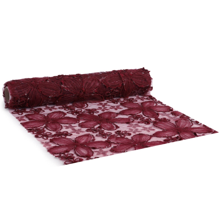 RUNNER TESSUTO 28CMX2MT  FLORETTE BORDEAUX