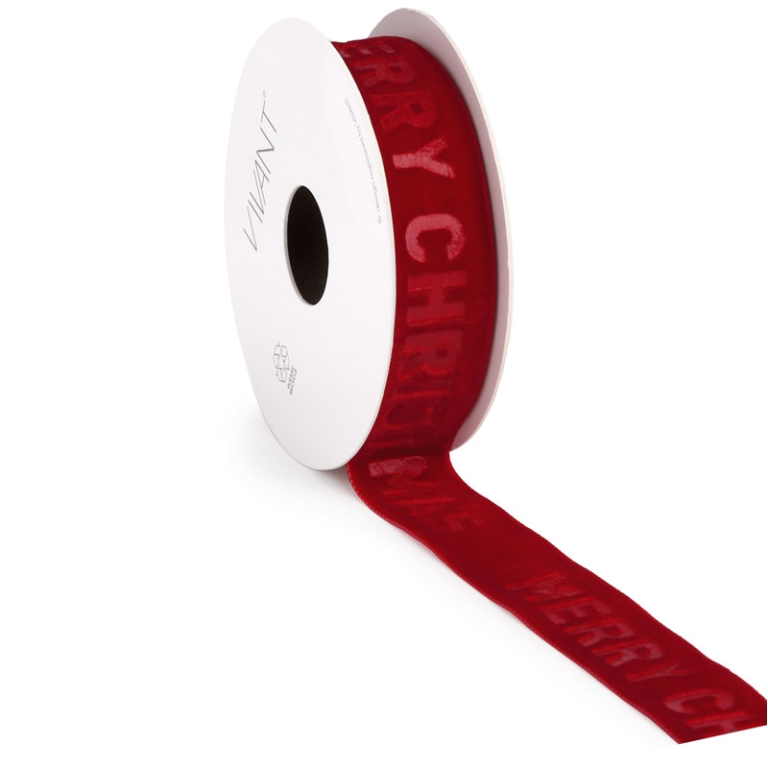 NASTRO 25MMX5MT VELLUTO  ROSSO MERRY CHRISTMAS