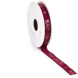 NASTRO VELLUTO 15MMX5MT  BORDEAUX MERRY CHRISTMAS