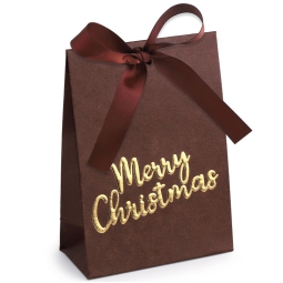 SHOPPER CARTA 14X10X5CM  MERRY CHRISTMAS MARRONE