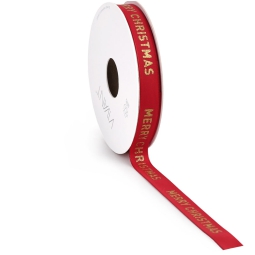 NASTRO 12MMX15MT SATIN   ROSSO MERRY CHRISTMAS