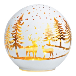 SFERA LED D14,5CM BIANCA DECORO FORESTA