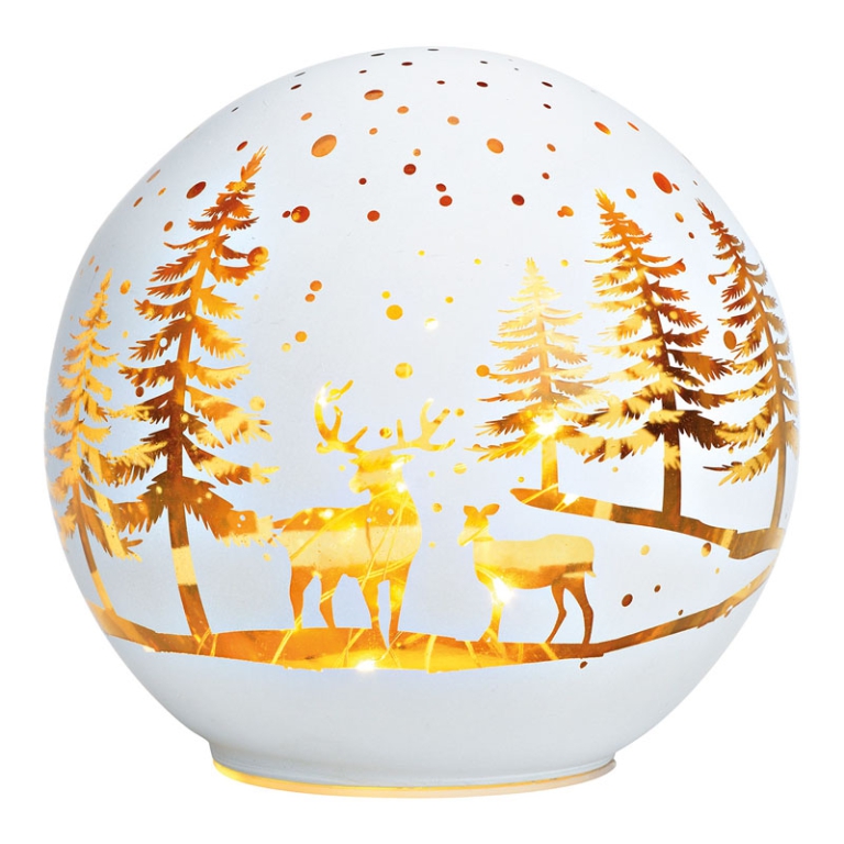SFERA LED D14,5CM BIANCA DECORO FORESTA