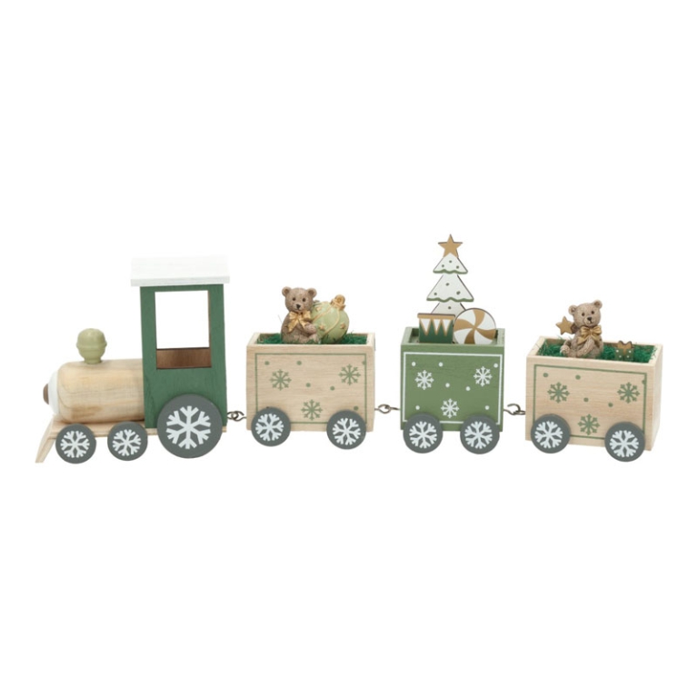 TRENINO LEGNO 39CM VERDE E ROSA