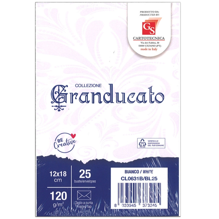 BUSTE 12X18 BIANCO MARTELLATO 120GR 25PZ 2