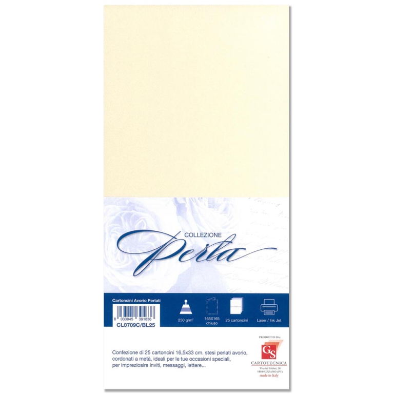 CARTONCINI 16,5X16,5 LIBRO AVORIO PERLA 250GR 25PZ