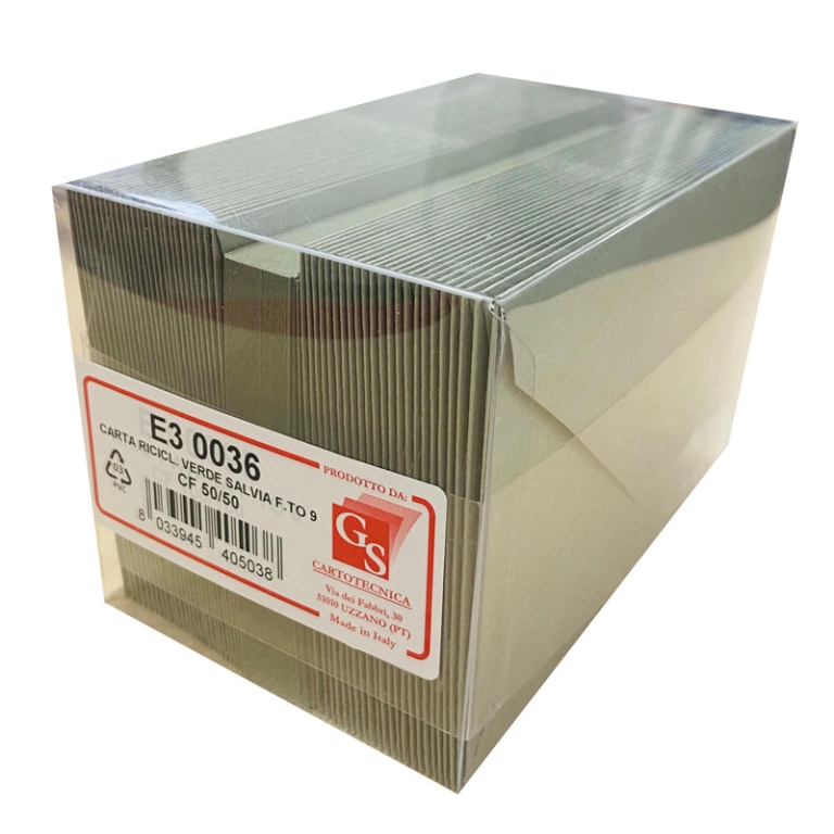 CARTONCINI C/B FORMATO 9 50PZ RICICLATA VERDE SALVIA 3