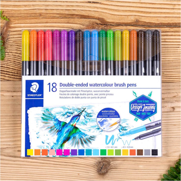 PENNE BRUSH 2 PUNTE ACQUERELLABILI 18C STAEDTLER 2