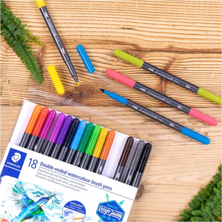 PENNE BRUSH 2 PUNTE ACQUERELLABILI 18C STAEDTLER 3