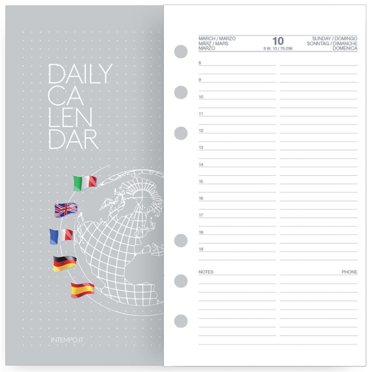 RICAMBIO ORGANIZER GIORNALIERO 9,5X17CM BIANCO