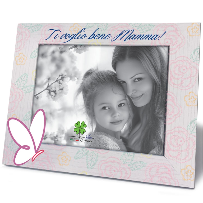 CORNICE 13X18CM LEGNO    MAMMA DECORO FARFALLA