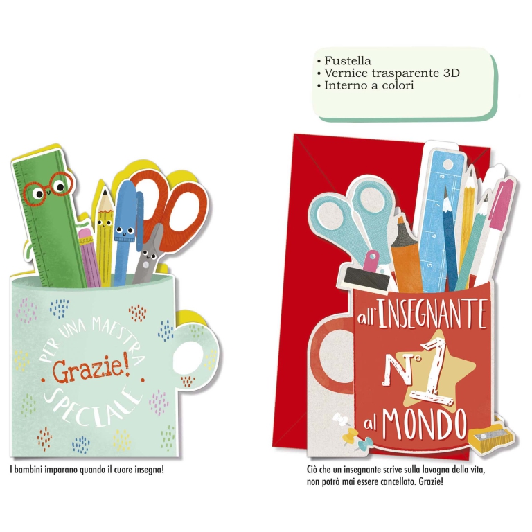 BIGLIETTI AUGURI 12PZ    GRAZIE MAESTRE