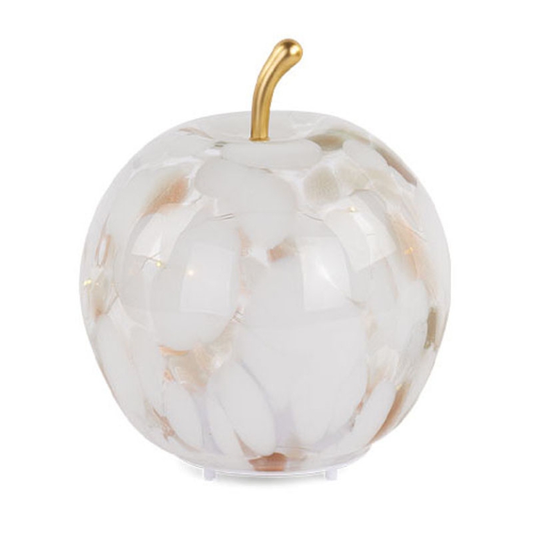 DECORO MELA BIANCA/RAME C/LED RICARICABILE 17,5CM