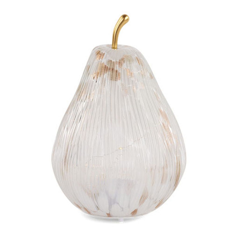 DECORO PERA BIANCA/RAME C/LED RICARICABILE 26,5CM