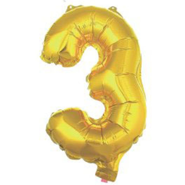 PALLONCINO MYLAR NUMERO 3 ORO 40CM