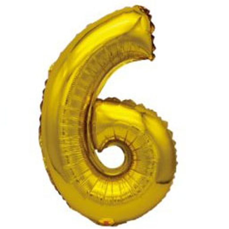 PALLONCINO MYLAR NUMERO 6 ORO 40CM