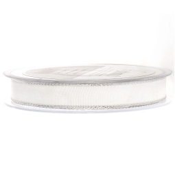 NASTRO TESSUTO 15MMX25MT BIANCO BORDATO ARGENTO