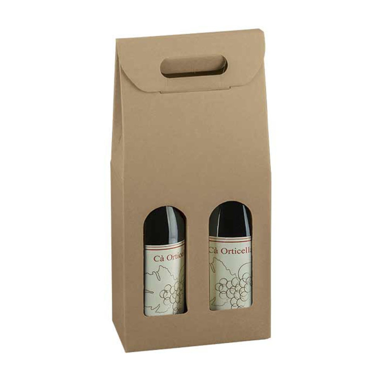 SCATOLA 2 BOTTIGLIE 385X180X90 CON FINESTRA AVANA