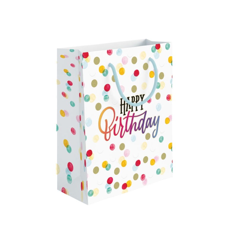 SHOPPER 31,5X12H45CM HAPPY BIRTHDAY FOIL ORO