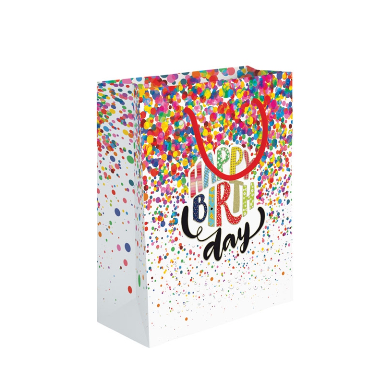 SHOPPER 26X12H32CM HAPPY BIRTHDAY POIS FOIL