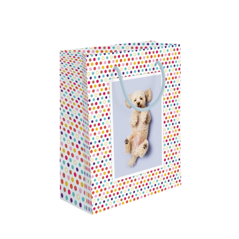 SHOPPER 18X5X10H23CM CUCCIOLO CANE FONDO POIS