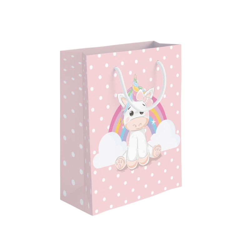 SHOPPER 18X5X10H23CM UNICORNO FONDO ROSA