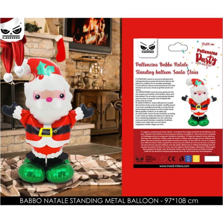 PALLONCINO BABBO NATALE  3D 97X108CM